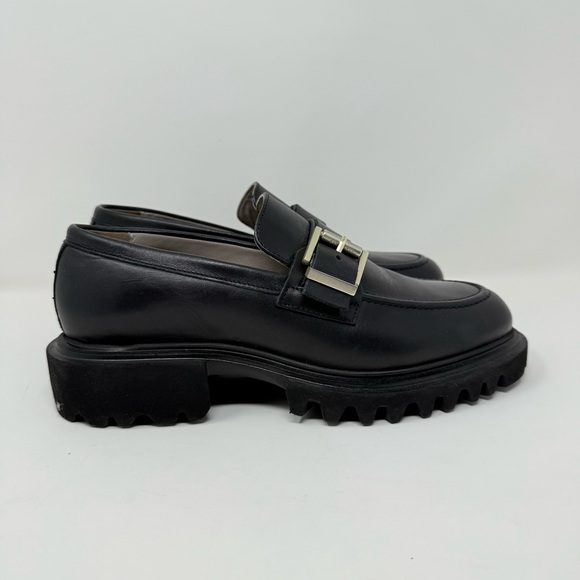 New AllSaints Emily Leather Loafer In Black Sz 10 - Picture 3 of 11